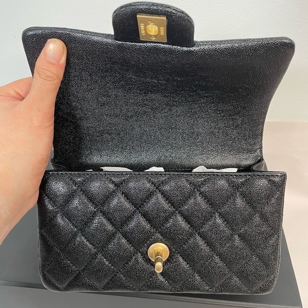New CHANEL Caviar Quilted Mini Top Handle Rectangular Flap Bag - Picture 5 of 6